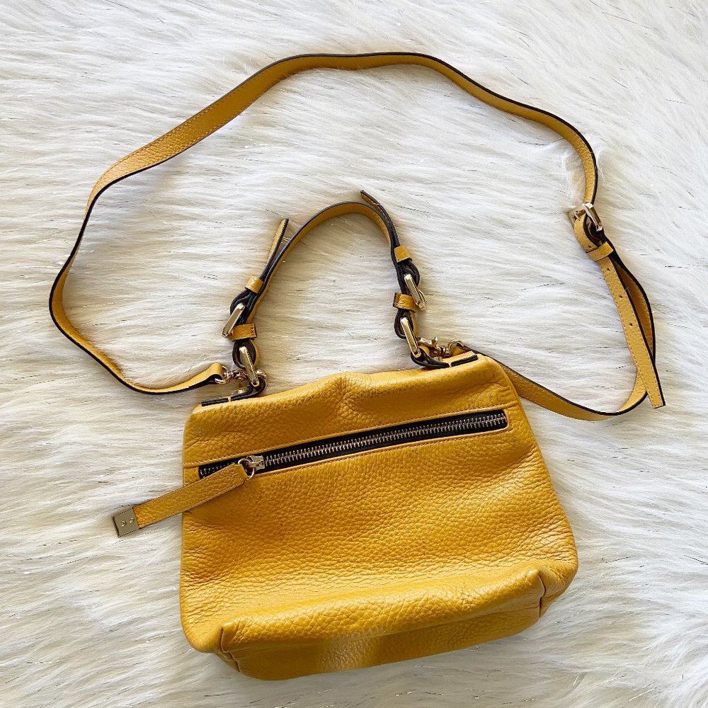 Coccinelle Yellow Pebbled Leather Handbag Purse